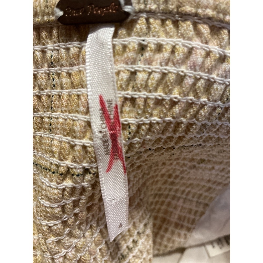 Free People Tan Plaid Strapless Corset Tube Top Smocked Back Size 4 - Picture 3 of 7